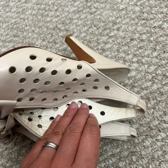 Pakerson heels white bow peep toe  size 38 - Picture 10 of 12